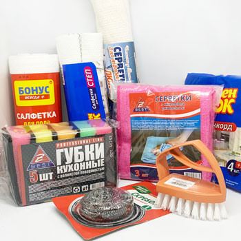 Мочалки, шкребки, серветки та інше для прибирання